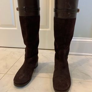 Tory Burch Jenna Suede Leather Riding Boots